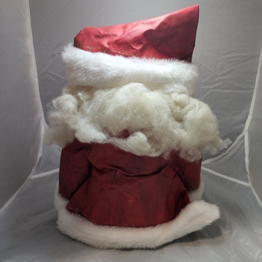 Vintage Shelf Sitter Santa Wood Carved Face Canvas Clothing Hand Painted Xmas - Picture 6 of 13